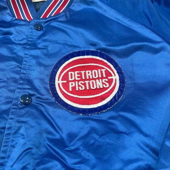VINTAGE 1990s DETROIT PISTONS LOCKER LINE SATIN JACKET SZ. LARGE MADE IN USA - Picture 3 of 8